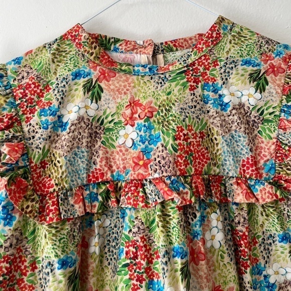Meadows Heather Floral Cotton Frilly Ruffles Top Size 10 - Picture 9 of 15